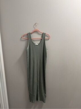 H&M Ribbed Tank Midi Dress in Sage Green